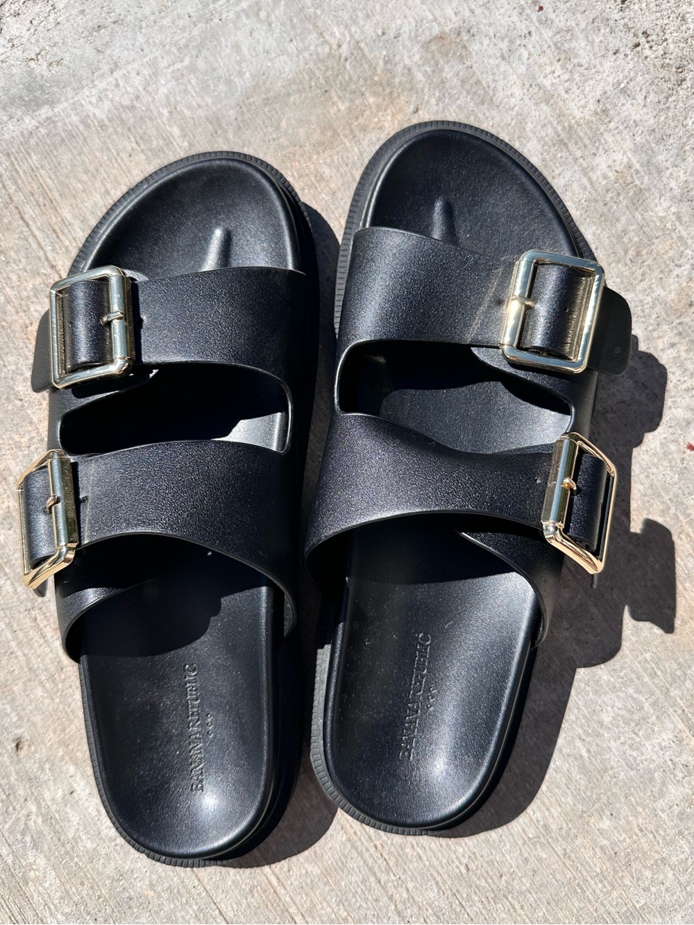 Banana republic Black Double-Buckle Slide Sandals